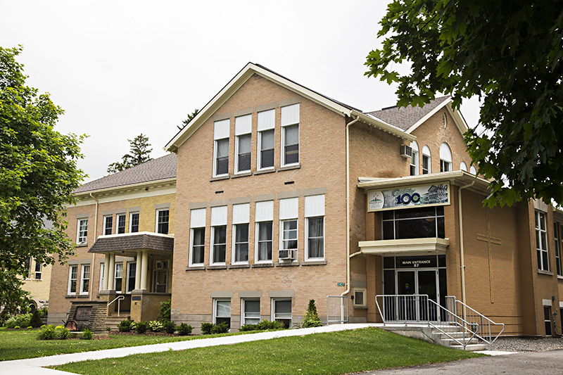 Building with 100 year Banner